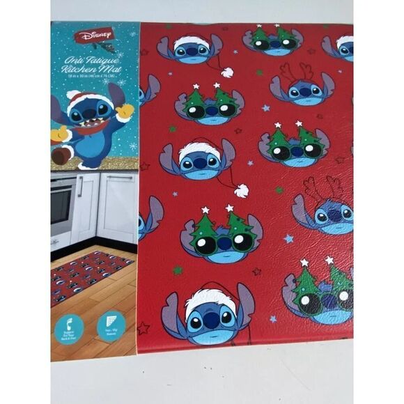 Disney Stitch Anti Fatigue Kitchen Mat 18 X 30” Christmas Tree Santa Hat NEW - Picture 7 of 14